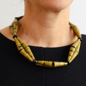 Quartet necklace - Ocher / gold / green